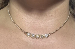 Swarovski GOLD PLATED Choker W/ White Stones READ DESCRIPTION‼️ - Picture 1 of 7