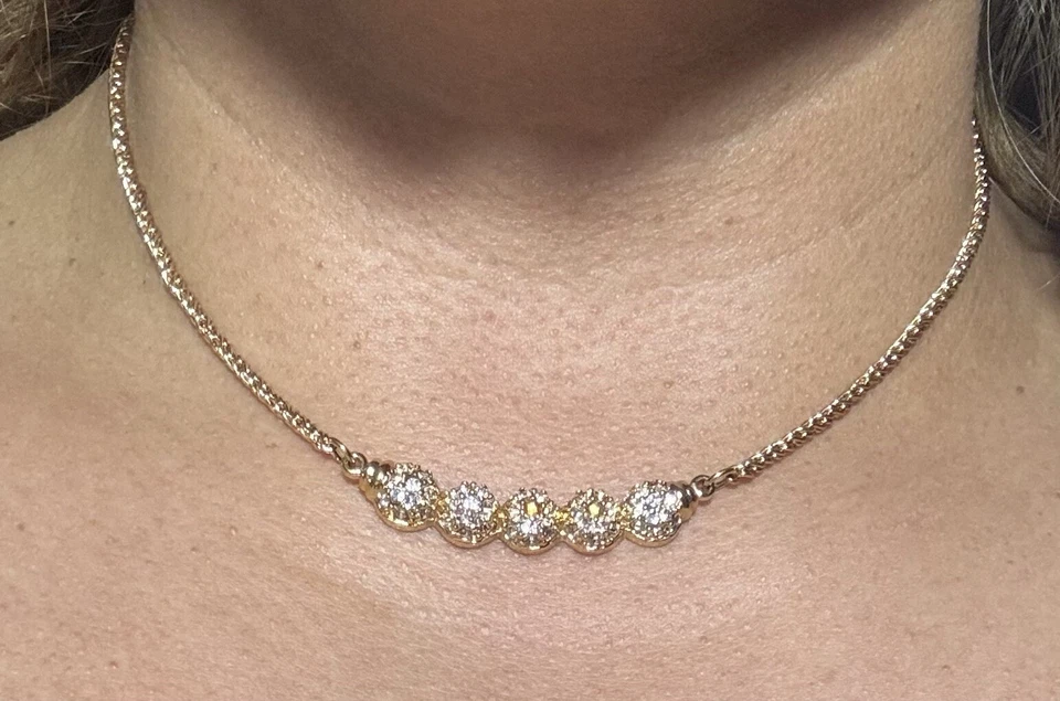 Swarovski GOLD PLATED Choker W/ White Stones READ DESCRIPTION‼️ - Image 1 of 4