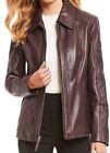 Preston & York  Dillards Lambskin Leather Jacket Coat, Color Aubergine, Size S
