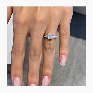 Diamond Ring Emerald Cut VS1 F IGI Certified Lab created 18K Rose Gold 3 Stone