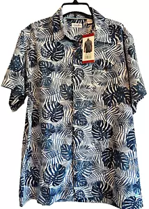 Hawaiian style shirt with blue ferns NEW with tags - Picture 1 of 3