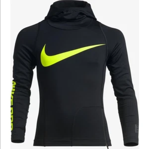 Nike Pro Hyperwarm Fitted Boys Pullover FHoodie Sweatshirt Sz M Black Volt - Picture 1 of 1