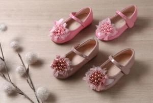 Toddler Girls Kids Pearl Glitter Ballet Flat Dress Shoes Unique Design Size 8-12 - Picture 1 of 10