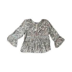 American Eagle Outfitters Paisley Boho Tassel Peasant Keyhole Tunic Top XXL - Picture 1 of 7