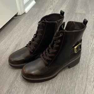 Dark Brown Naturalizer Cabaret Lug Combat Moto Zip Up Boot Size 9 - Picture 1 of 9