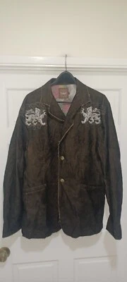 Roar Corduroy Blazer Jacket Men XXXL Fray Distressed Detailed Lining Drk Brown - Image 1 of 4
