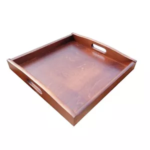 Large Wooden Square Serving Tray 40x40cm, Painted in Dark Brown Colour, - Picture 1 of 4