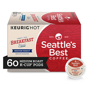 60 Seattle's Best Coffee Breakfast Blend Medium Roast K-CUP / Best By 4/2023