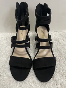 Nine West sandali donna zeppa con cinturini taglia 5,5 5 1/2 neri nuovi con scatola - Foto 1 di 7