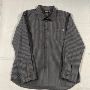 Rip Curl Men’s Large Shirt Long Sleeve Dress Button Up Black Striped 61 - Picture 1 of 13