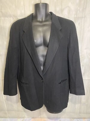 Vintage LL Bean women's blazer suit jacket black wool Single Button Made in USA! - Image 1 of 4