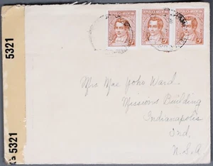 Mayfairstamps Argentina 1940s to Mission Building Indianapolis IN Censored WWII - Picture 1 of 2