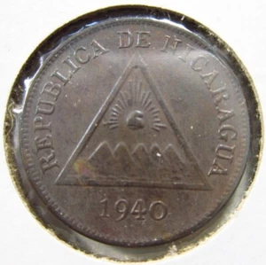 Nicaragua 5 Centavos Cordoba 1940 h7444 World Coin - Picture 1 of 2