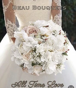 Bridal round bouquet in white, Ivory &blush pink with hydrangea, rose & peony - Picture 1 of 4