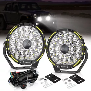 2x Auxbeam 9" Round Bumper LED Pods Work Light Bar Driving Light for Dodge Ram - Bild 1 von 12