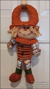 NEW THANKSGIVING ORANGE SCARECROW SPRINGY DOOR KNOB HANGER BOUNCES FALL AUTUMN - Picture 1 of 1