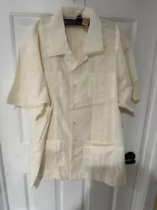 HAVANERA Co Men's Ivory Guayabera Cuban Tropical Panama Button Shirt - XLT - Picture 1 of 6
