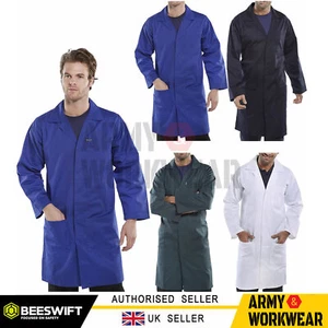 Click Polycotton Lab Warehouse Coat Overall Work Smock Navy Royal Blue Green Men - Picture 1 of 5