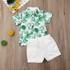 Toddler Infant Baby Boy Clothes Summer Button Down Shirt Tops Shorts Outfit Set - Picture 1 of 11