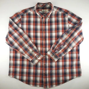 Faded Glory Button Down Shirt Mens 2XL (50-52) Red White Blue Plaid Long Sleeve - Picture 1 of 7