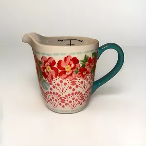 The Pioneer Woman 4 Cup Measuring Pitcher VINTAGE ROSE Stoneware - Picture 1 of 6