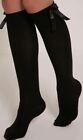 Ladies Womens Girls Black Over The Knee Socks With Bow Tie Ribbon Shoe Size 4-6