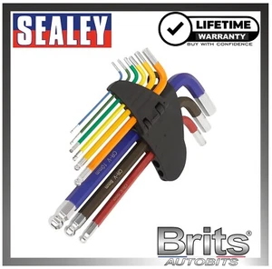 Sealey Ball-End Hex Key Set 9pc Colour-Coded Long Metric AK7190 - Picture 1 of 6
