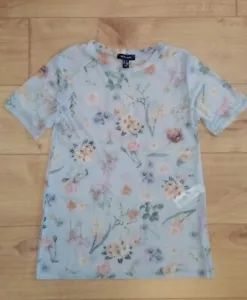 New Look Ladies Summer Short Sleeve Blue Mix Floral Top Size UK 8 - Picture 1 of 4