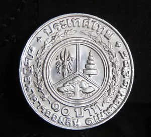 1985 Thailand King Bhumibol Adulyadej Rama 9 IX 10 Baht Coin Gov. Sav. Bank Thai - Picture 1 of 2
