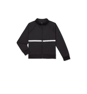 Athletic Works Girls Black White FullZip Sweat Jacket Sz S (6-6X) Chest 30" NWT - Picture 1 of 16