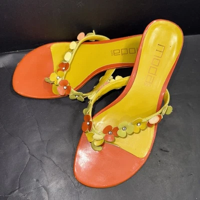 Chanclas Moda Spana Naranja Amarillo Gatito Tacón Floral Preppy De Colección Y2K Talla 6 Foto 1 de 4