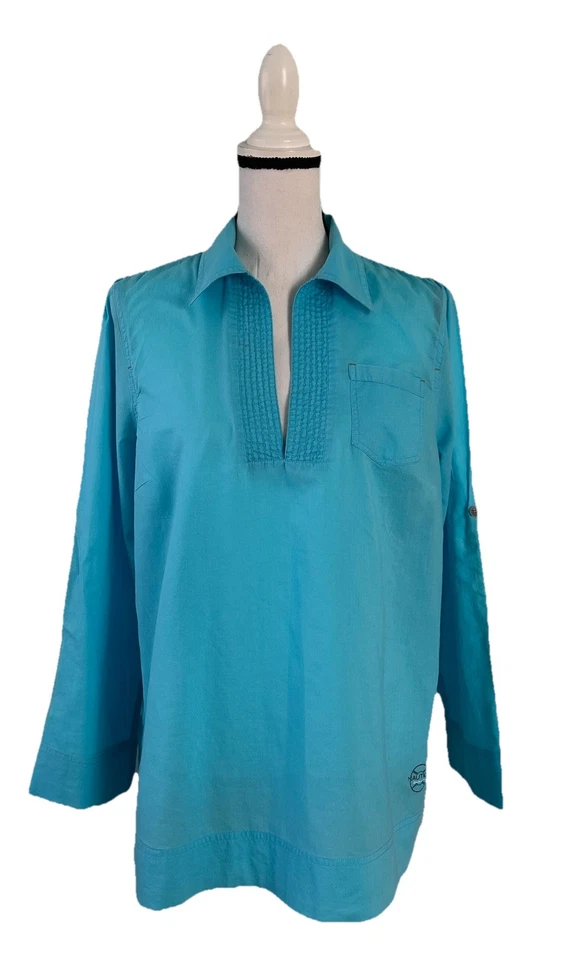 Blusa túnica Nautica Beach Coverup Resort Coastal 100 % algodón azul cielo talla M Foto 1 de 4