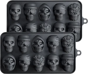 Menge 4 Halloween Totenkopf Silikon Schokoladenform 3D Schwarz Totenkopf Flexibel - Bild 1 von 9