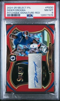 2024-25 Panini Select EPL #PSDD Didier Drogba Pitchside Signature-Red PSA 8 - Image 1 of 2