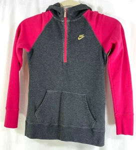 Nike Unisex Youth Kids XL 1/4 Zip Long Sleeve Hoodie Sweatshirt Gray Pink - Picture 1 of 11