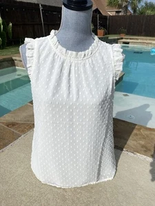 NWT New J Crew Ivory Dotted Sleeveless Blouse Tank Top S Small - Picture 1 of 5
