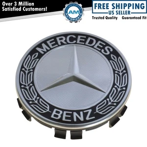 OEM Wheel Center Cap Black Laurel Wreath w/ Star for Mercedes Benz - Picture 1 of 6