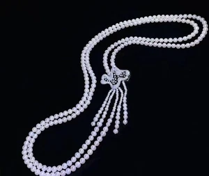 Double strands natural white south sea pearl necklace - Picture 1 of 6