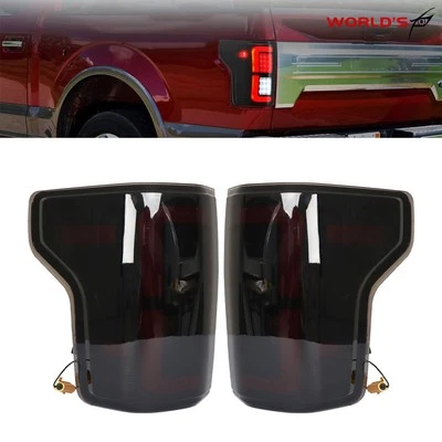 LED Tail Lights Fit For Ford F150 F-150 2015-2020 Black Housing Smoke Lens RH+LH - Image 1 of 4