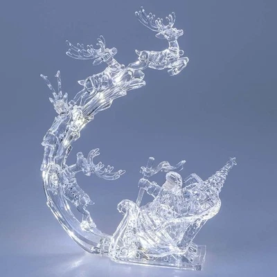 Rentier + Santa auf Schlitten 34cm Acryl LED-Licht Weihnachtsdeko 678119 formano - Bild 1 von 3