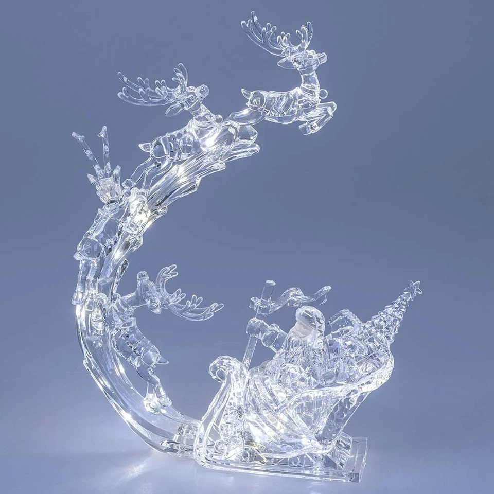 Rentier Santa auf Schlitten 34cm Acryl Led-licht Weihnachtsdeko 678119 Formano