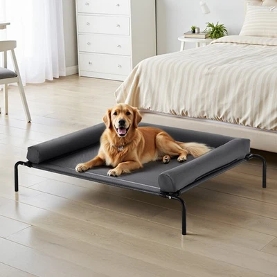 Uimoso Elevated Dog Bed for Large Dog Portable Raised Dog Cot w/ Pillow XL Gray - Image 1 of 4