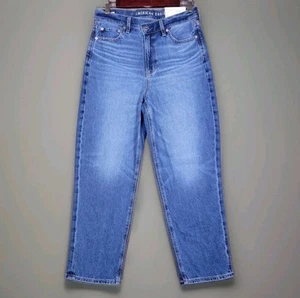 *New AMERICAN EAGLE Jeans Women's 4 X-Short Super High Rise Baggy Straight 30×25 - Picture 1 of 8