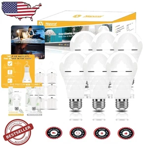 Rechargeable A19 LED Bulbs, 6PK, Emergency Power Outage Light - Picture 1 of 9