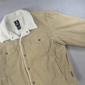 Chaps Men’s XL Corduroy Sherpa Lined Jacket Tan Beige Fleece Ranch Winter Coat - Picture 1 of 9