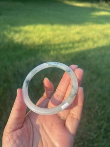 Transparent Green Jadeite Jade 100% Natural Grade A 57.6mm Bangle Bracelet B324 - Picture 1 of 13