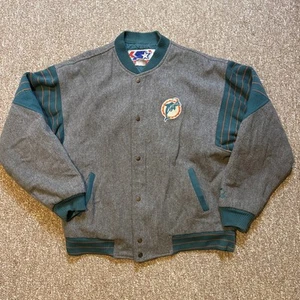 NFL MIAMI DOLPHINS WOOL JACKET IN SIZE XL Vintage Rare Starter 30% Wool Jacket - Picture 1 of 19