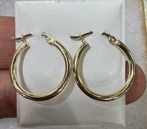 Real 10K Yellow Gold Fancy Hoop EARRINGS - Picture 1 of 3