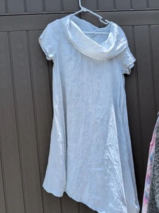 ET'LOIS USA Linen Cowl Neck Asymmetrical Pale Blue Dress - Picture 1 of 5