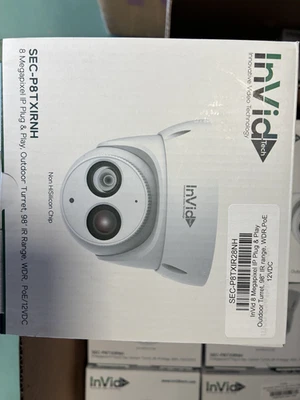 InVid tech SEC-P8TXIRNH 8 Megapixel IP Plug & Play, Outdoor Turret, 98 NEW